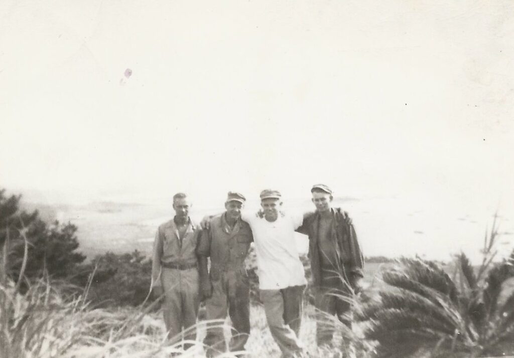 Hod Chrisinger (far right) with friends during the occupation of Okinawa, Japan, in 1946.