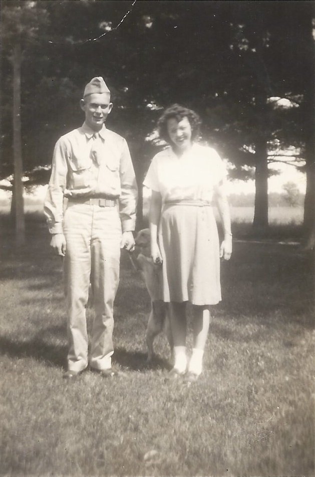 Hod and Gladys Chrisinger in Taylor, Wis., before he shipped off to the Pacific in 1944.